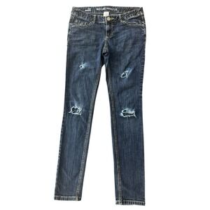 Vtg‎ Y2K Mossimo Skinny Distressed Jambe Moolante Dark Wash Jeans Size 7R Grunge